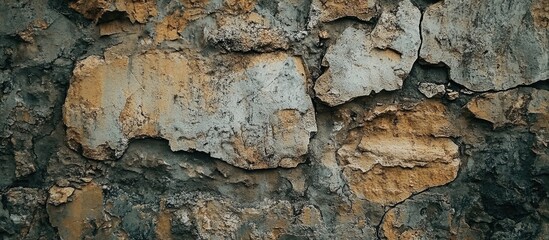 Fototapeta premium Weathered rustic stone wall texture for design and crafting projects showcasing natural earthy tones and unique surface characteristics