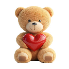 Obraz premium Cute Teddy Bear Holding Red Heart Valentine Love