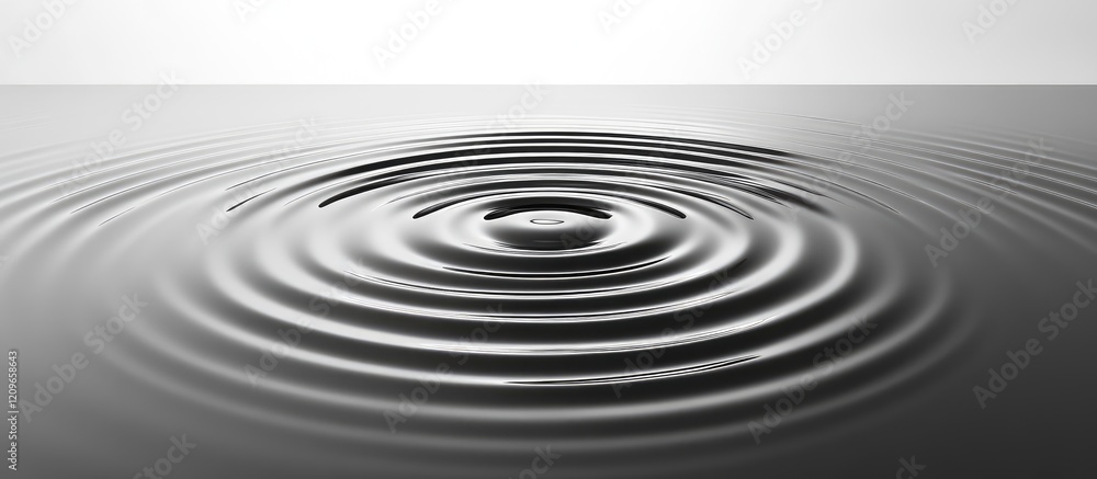Poster calm gray water surface with reflective ripples creating serene patterns and ample blank space for t