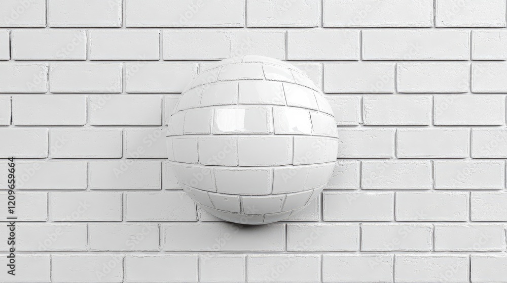 Aufkleber seamless white brick wall texture with a glossy circular element showcasing subtle weathering and va