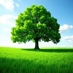 Obraz premium Wiosenne drzewo na brzegu pola z Zielonym drzewem, field border, foliage, green tree