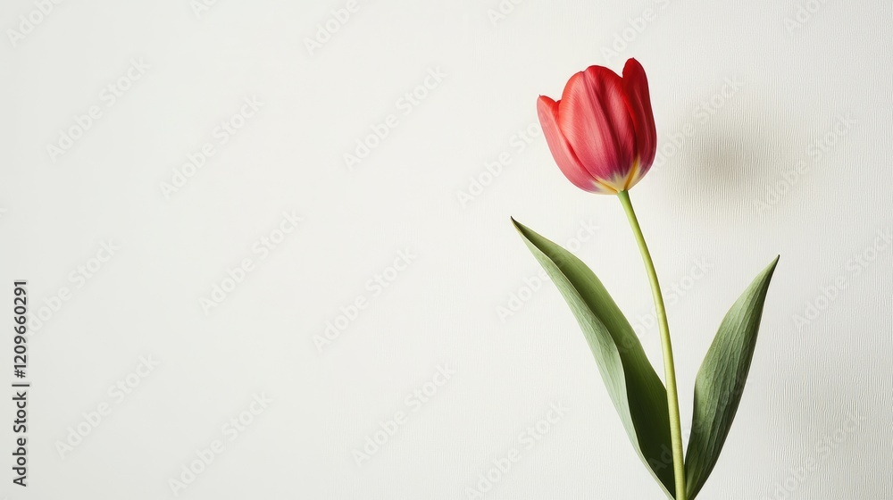 Poster elegant tulip in minimalist setting on a white background showcasing simplicity and grace for decor 