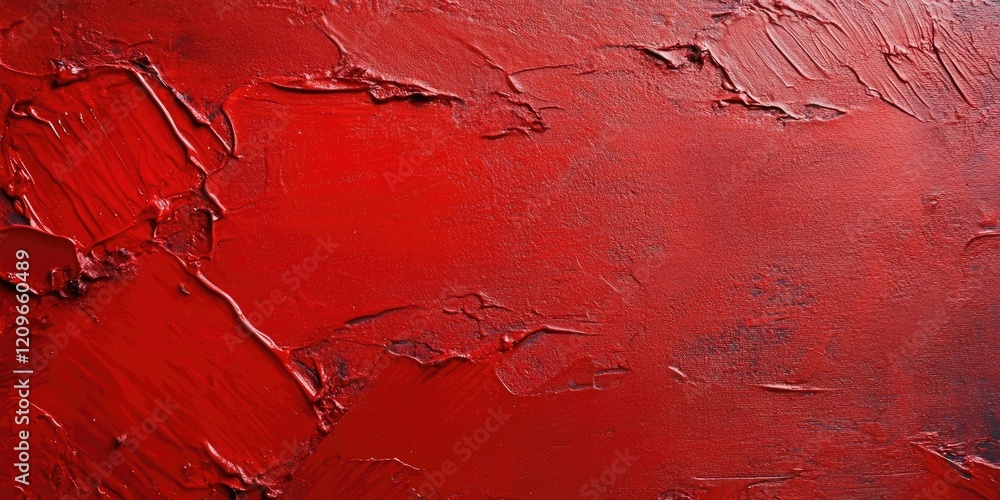 Poster textured vivid red painted surface with rich variations filling the frame showcasing deep hues and d