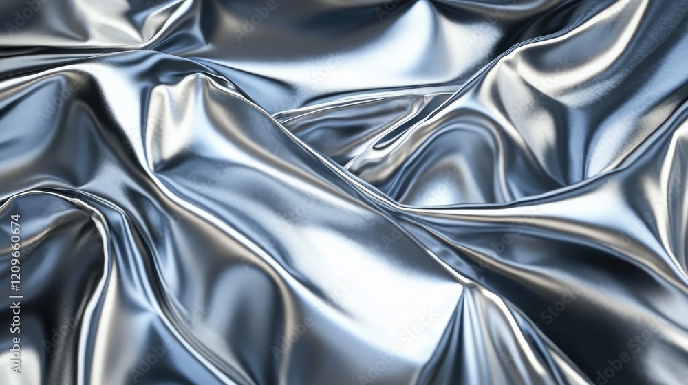 Poster silver fabric texture with smooth gradients and soft shadows creating a luxurious, elegant visual fo