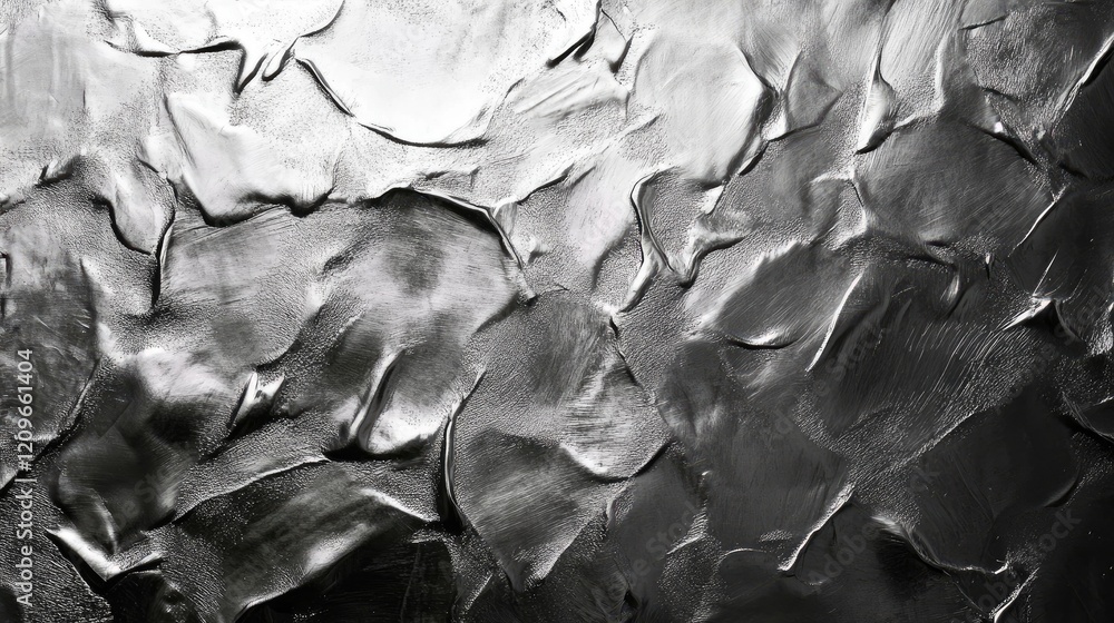 Poster silver hammered metal abstract texture with a dynamic, glossy surface showcasing intricate patterns 
