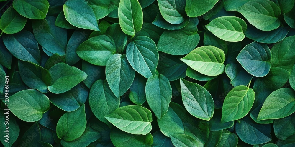 Aufkleber lush various green leaf texture backdrop with overlapping leaves in shades of dark and light green a