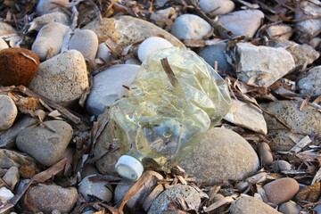 beach pollution with plastic waste
