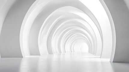 Obraz premium Abstract architecture background, futuristic white arched interior