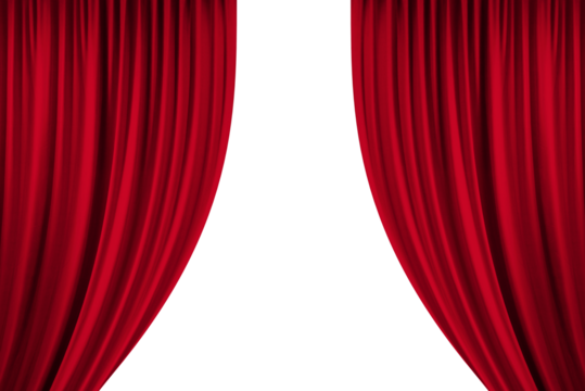 Red Open stage curtain, photo, png isolated on transparent background	 - Powered by Adobe