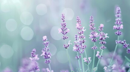 Obraz premium Serene Lavender Blossoms with Soft Bokeh Background in a Tranquil Garden Setting, Perfect for Nature Lovers and Floral Enthusiasts Seeking Peaceful Imagery