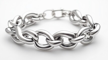 Stylish silver fashion bracelet featuring a chain of bow knot design elegantly isolated on white background for jewelry advertising.