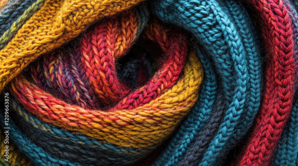 Poster colorful knitted scarf texture for seamless background design in textiles and fabric patterns