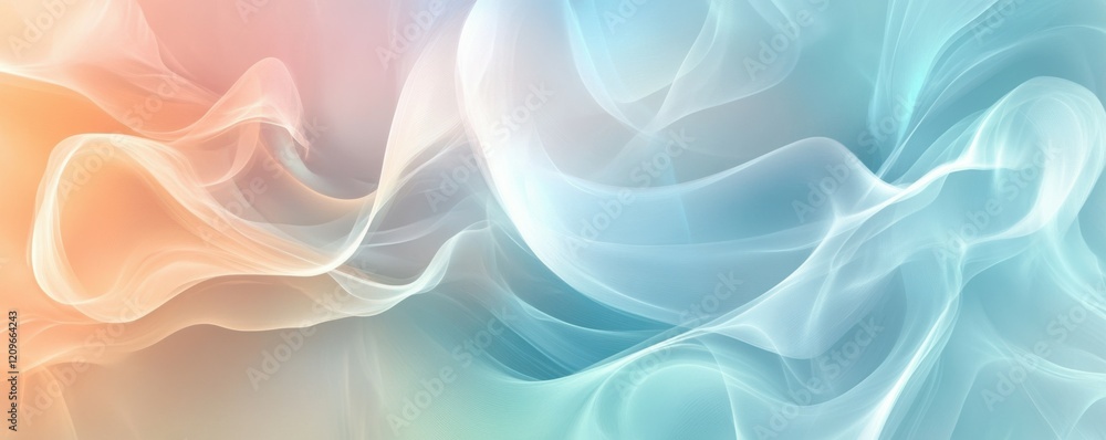 Poster abstract gradient background with soft pastel hues and flowing shapes.