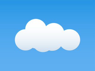 White colour cloud shining in Blue sky background. Cloud icon, cloud shape. Different shapes clouds gradient and 3d design. Design for element for logo, web and print.