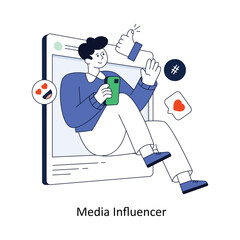 Media Influencer Flat Style Design Vector illustration. Stock illustration