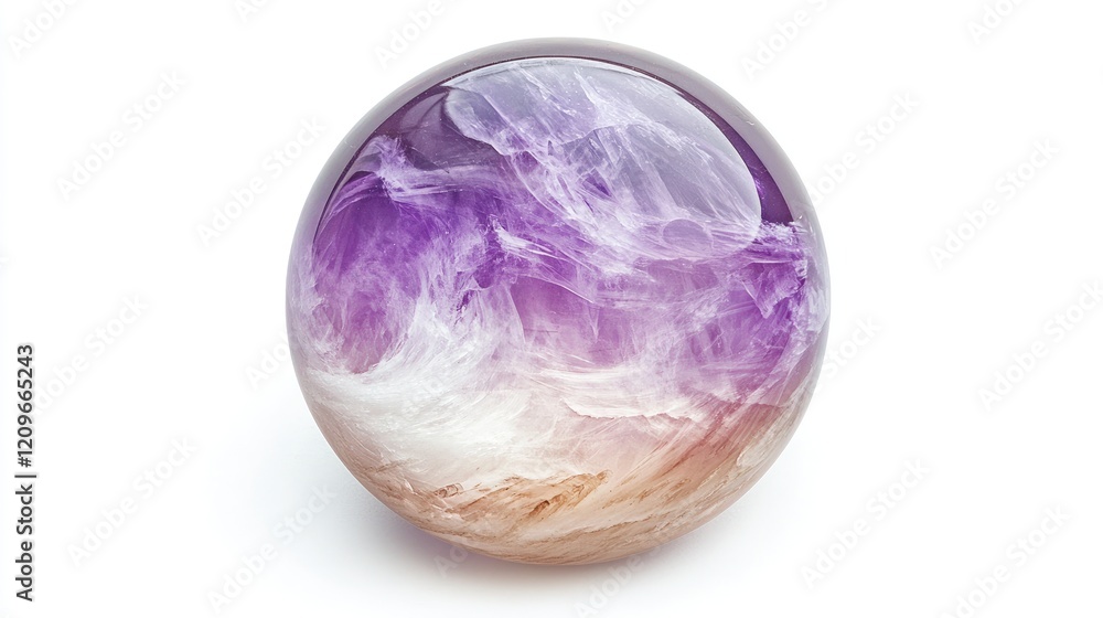 Poster elegant round amethyst showcasing stunning purple and white patterns isolated on a clean white backg