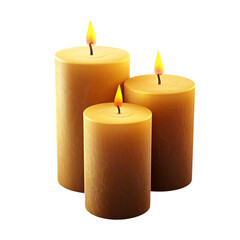 Three Lit Yellow Candles Peaceful Light Warm Glow,