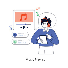 Music Playlist Flat Style Design Vector illustration. Stock illustration