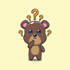 bear mascot cartoon character vector illustration is confused