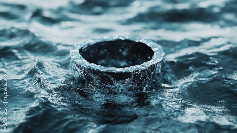 Poster silver ring creating ripples on water surface in tranquil aquatic setting showcasing the beauty of c