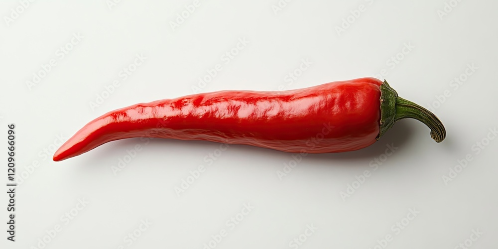 Aufkleber vibrant red cayenne pepper lying diagonally on a clean white background showcasing its glossy textur