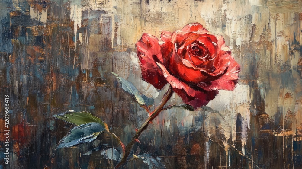 Poster elegant red rose on textured background showcasing beauty and depth in color and composition perfect
