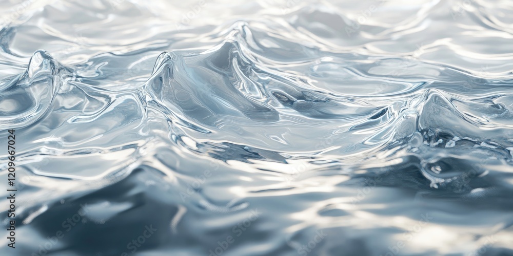 Poster water surface texture with smooth wave reflections under soft sunlight featuring light gray shadows 