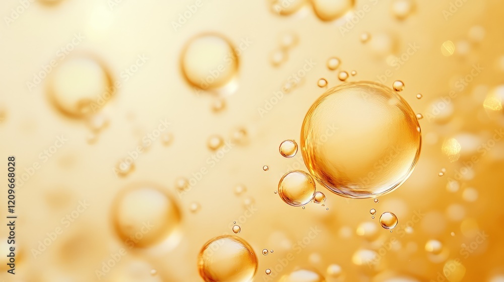 Aufkleber Golden Bokeh Background Featuring Soft Blurred Bubbles in Various Sizes and Warm Tones Ideal for Abstract and Creative Designs