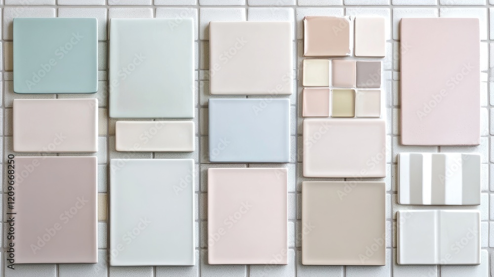 Poster elegant soft color palette tiles for interior design inspiration in modern spaces