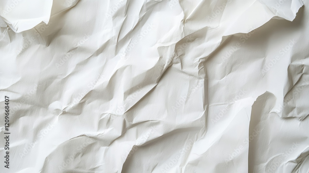 Poster wrinkled white paper texture background with clipping path for creative design and artwork projects