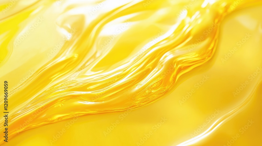 Poster yellow abstract ripple texture with fluid glass effect showcasing smooth gradients and vibrant shade