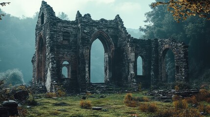 Ruins of ancient church testament to history showcasing settler architecture destroyed during revolution surrounded by nature