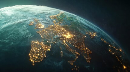 Earth at night, Europe illuminated.