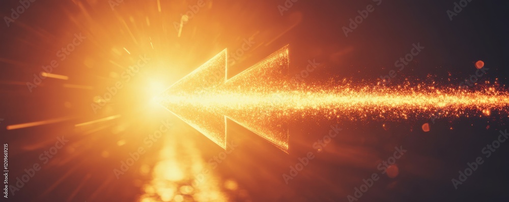 Poster abstract intertwined rays of light merging together in arrow shape giving direction and sense