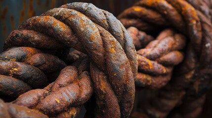 Rusty vintage ropes and wires showcasing weathered textures and colors for industrial or artistic design concepts