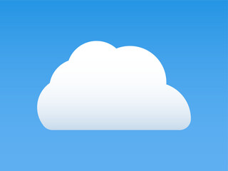 White colour cloud shining in Blue sky background. Cloud icon, cloud shape. Different shapes clouds gradient and 3d design. Design for element for logo, web and print.