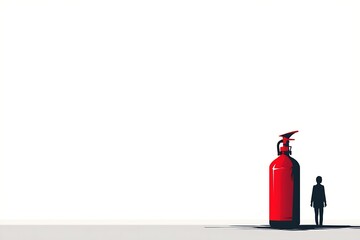 Obraz premium Minimalist Fire Extinguisher Silhouette on White Background