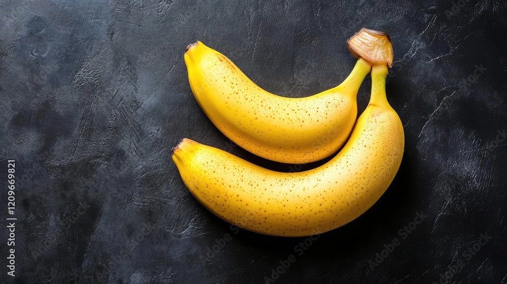 Poster two ripe yellow bananas arranged on a dark textured background highlighting their vibrant color and 