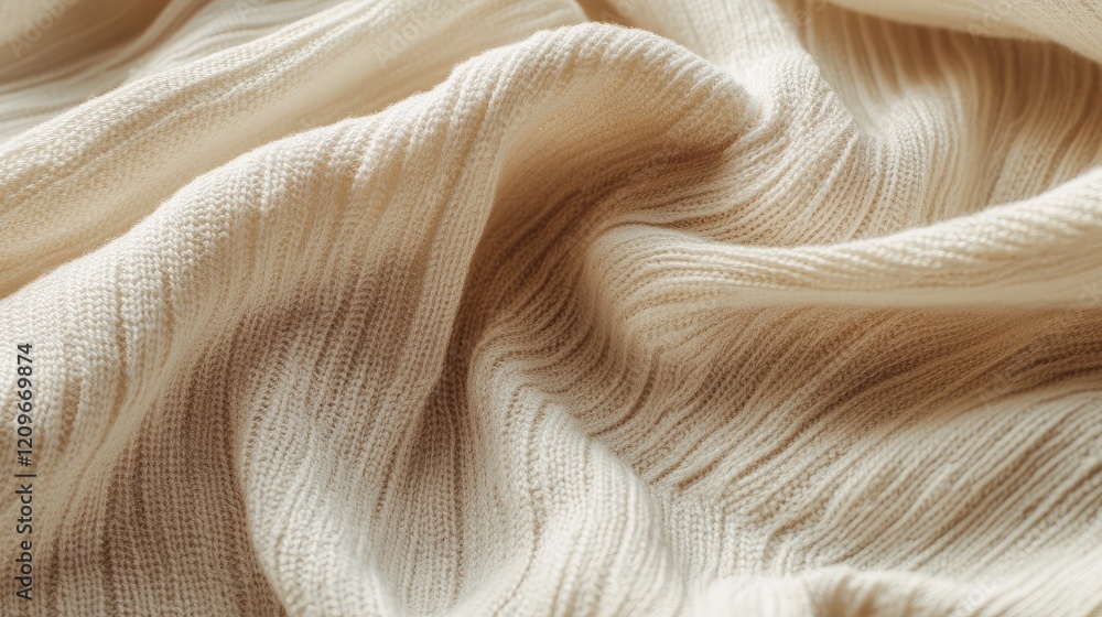 Aufkleber Warm beige fabric texture with gentle folds creating a soft and inviting background for design and creative projects.