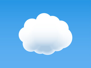 White colour cloud shining in Blue sky background. Cloud icon, cloud shape. Different shapes clouds gradient and 3d design. Design for element for logo, web and print.