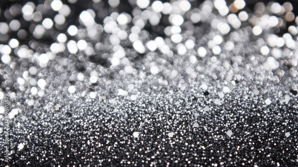 Poster sparkling silver glitter backdrop creating an elegant bokeh effect for festive or artistic design pr