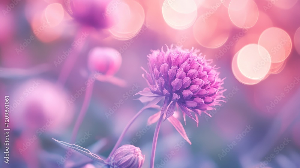 Aufkleber Pastel Pink and Violet Bokeh Background with Soft Floral Elements for Elegant Design Use