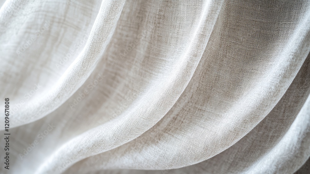 Poster Close up of soft fabric curtain texture showcasing elegant draping for interior design applications