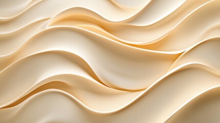 Elegant undulating cream waves with soft lighting creating a serene and soothing texture for artistic or design backgrounds