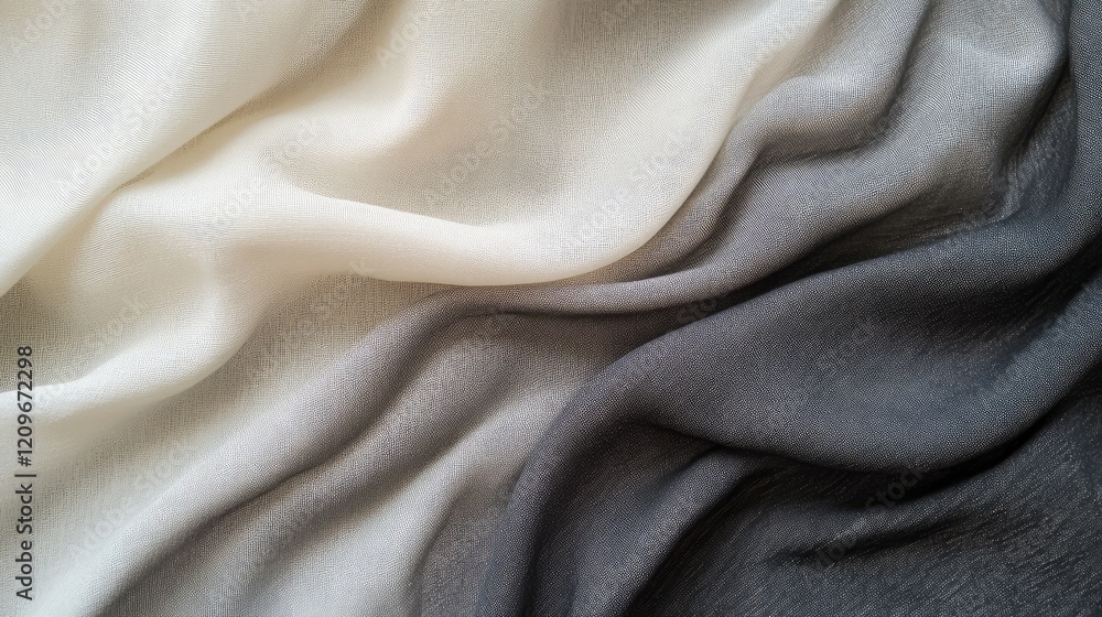 Poster Soft fabric gradient from light cream to deep gray creating a serene and calming atmosphere for design projects