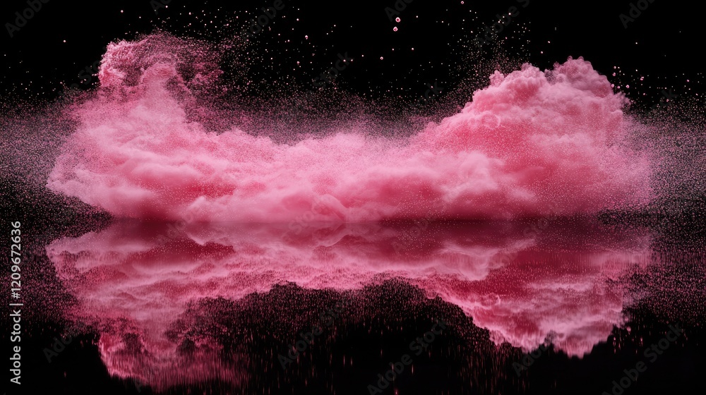 Aufkleber Soft Abstract Pink Makeup Texture with Vibrant Particle Explosion and Reflective Surface