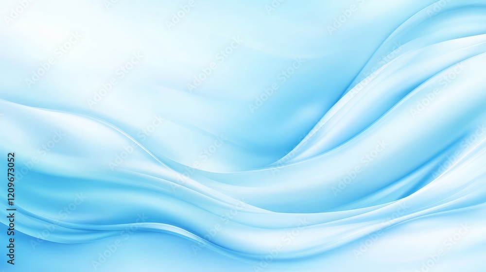 Poster soft waves of sky blue satin silk fabric background creating an elegant and tranquil atmosphere, ide