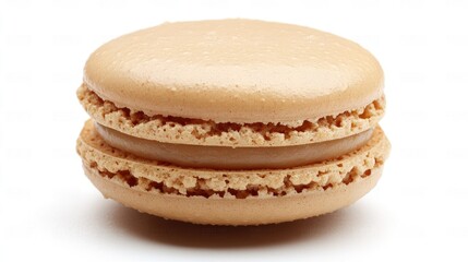 Delicious almond macaroon on a clean white background highlighting its delicate texture and appealing color