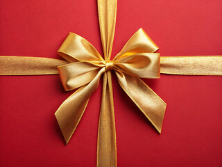 Fototapeta premium yellow ribbon tied is forming a bow for gift box or present