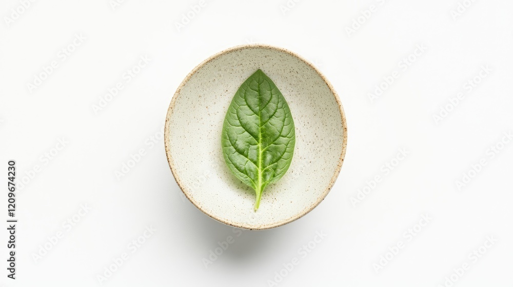 Poster spinach leaf in a small bowl on white background showcasing freshness and culinary simplicity top vi